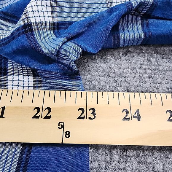 J Jill Top Women Large Blue Plaid 3/4 Sleeve Tunic Slit Back Button Shirt Blouse - Picture 5 of 14